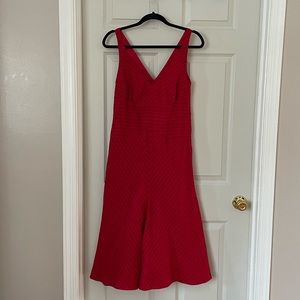 LIKE NEW Red Striped Midi Dress